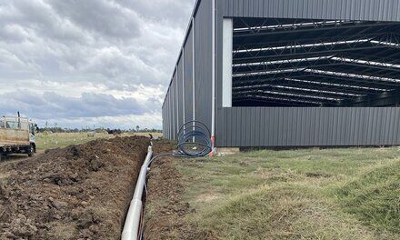 Earthworks + Plumbing For Shed To Tank Connections